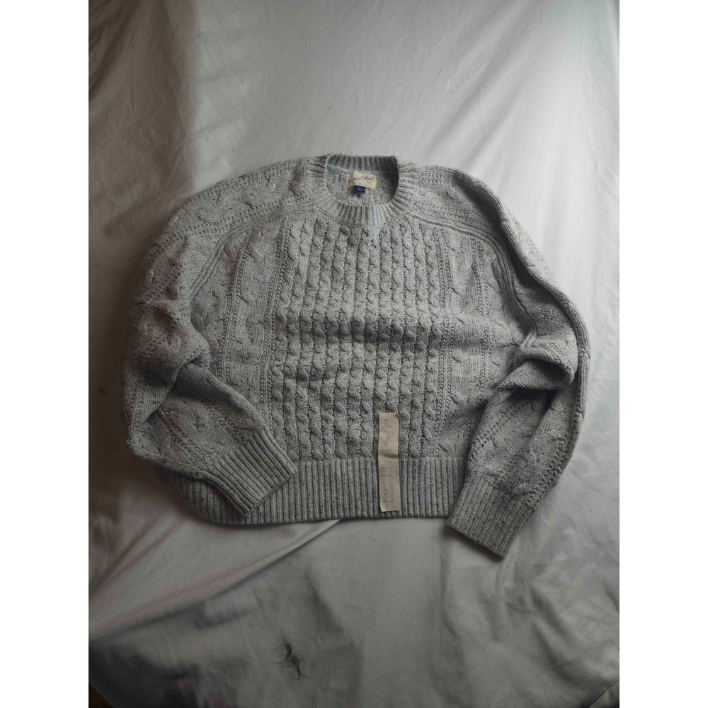 Universal Thread Crewneck Sweater Women Medium Gray Cable Knit Wool Blend Preppy